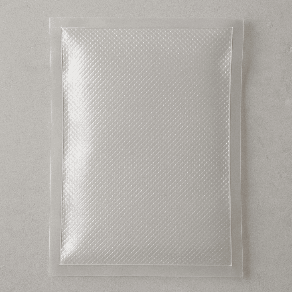 網紋真空袋，表面有壓紋，適用於包裝冷凍食品。
